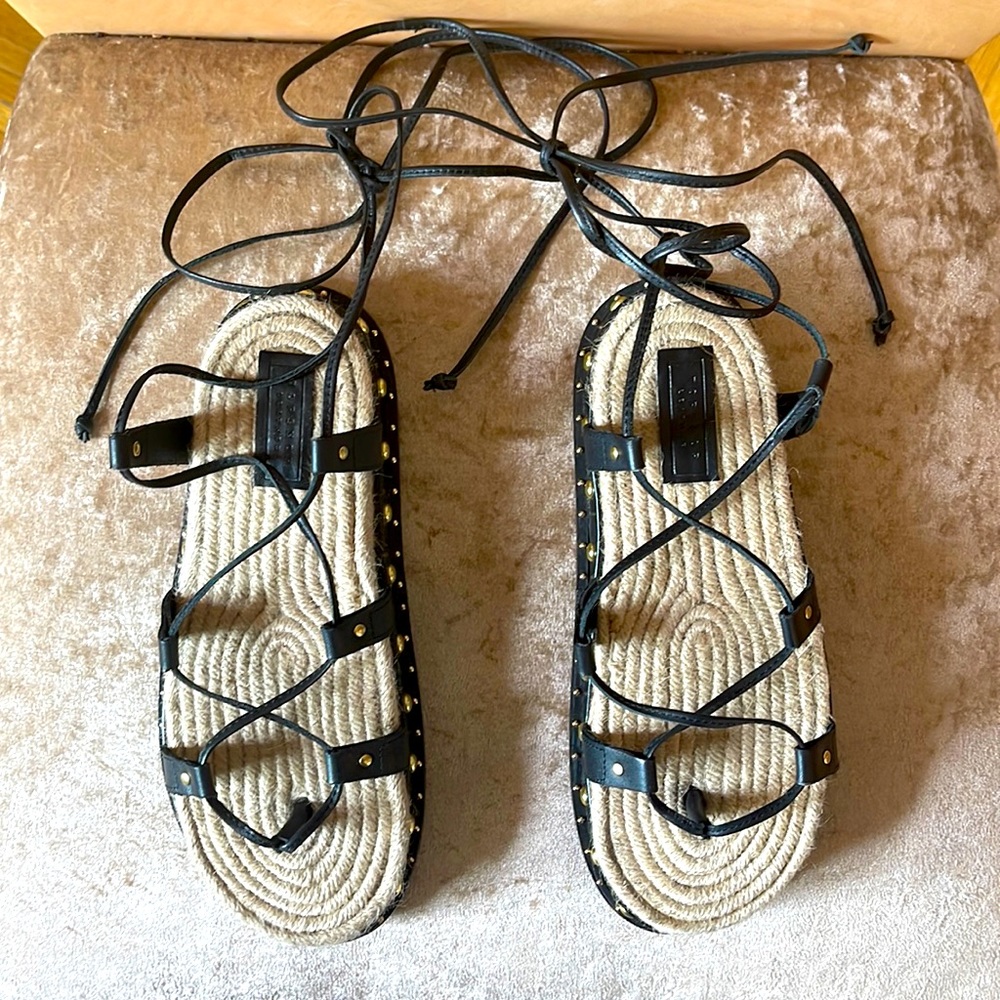 NEW 🖤 TOPSHOP LEATHER GLADIATOR ESPADRILLES 🖤